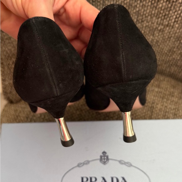 Prada Black Suede Heels, 40 - Picture 5 of 9